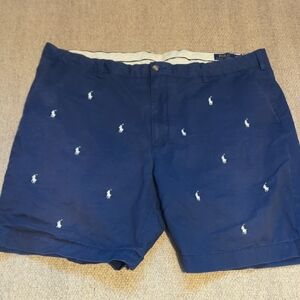 Polo Ralph Lauren Men’s All over Pony Chino Shorts Stretch Navy Big & Tall 44B